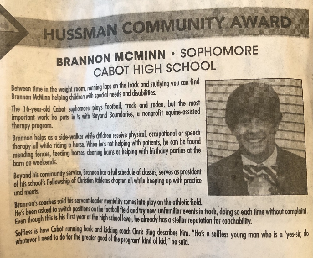 Brannon McMinn - Hussman Community Award 2021
